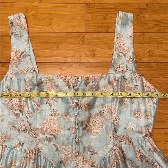 Lulus Darling Adoration Floral Midi DressSz  XL Pockets Square Neck Basque Waist - Picture 12 of 16